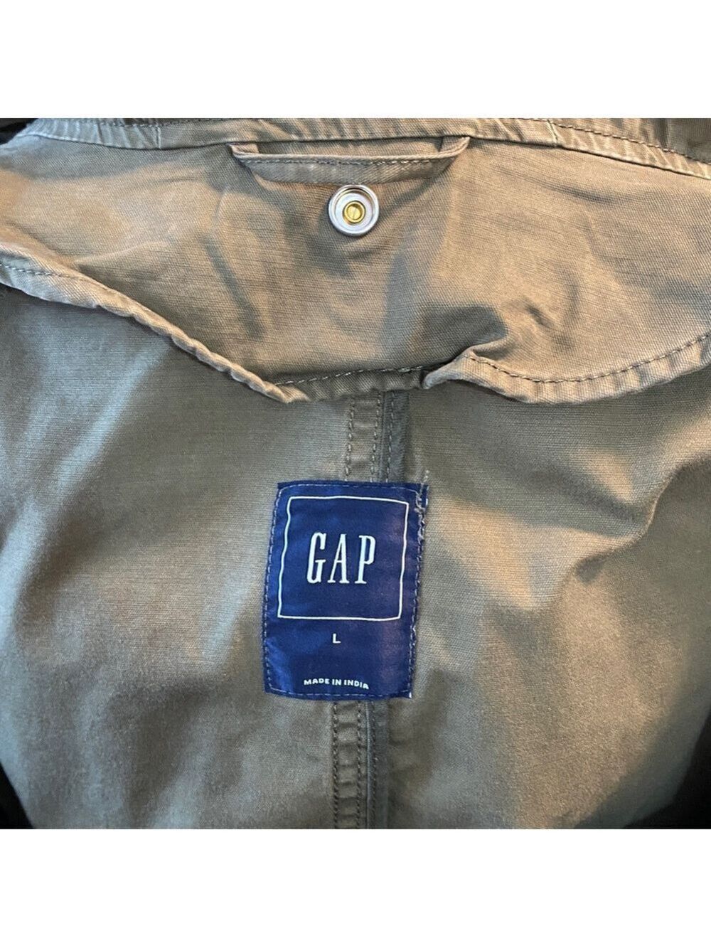 Gap Green Utility Jacket with Faux Fur Trimmed Hood, Size L - Picture 14 of 15